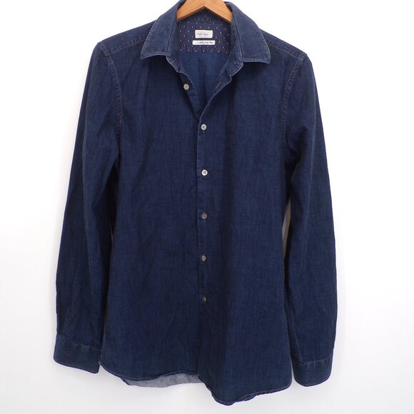 Paul Smith Blue Denim Button Shirt Men's M (15.5/39) 100% Cotton Made in Italy. - Picture 1 of 10
